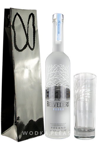 Belvedere Vodka + Belvedere-Glas in schicker Lacktüte